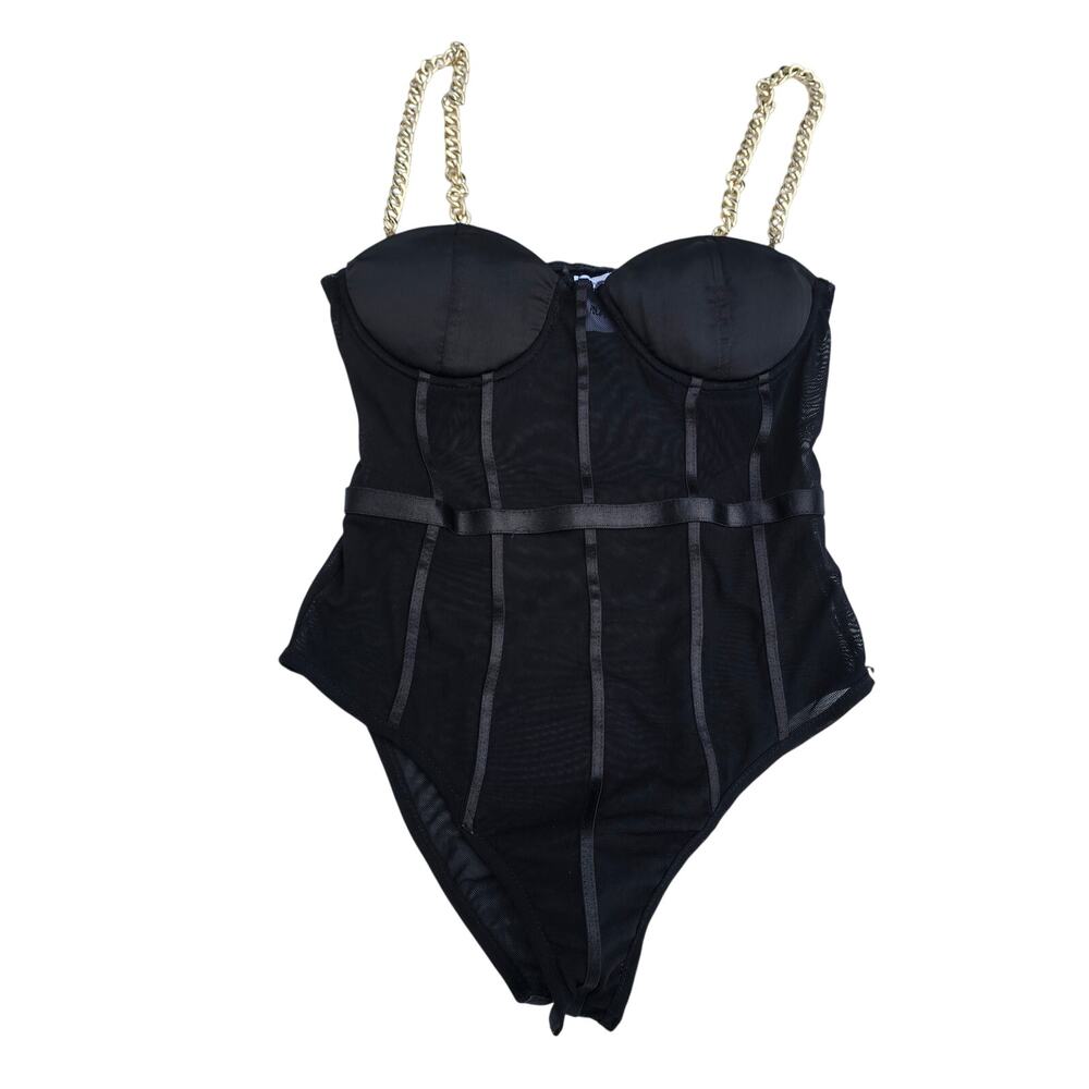 Goth Witch Princess Polly Sheer Corset Bodysuit Size 6 Black